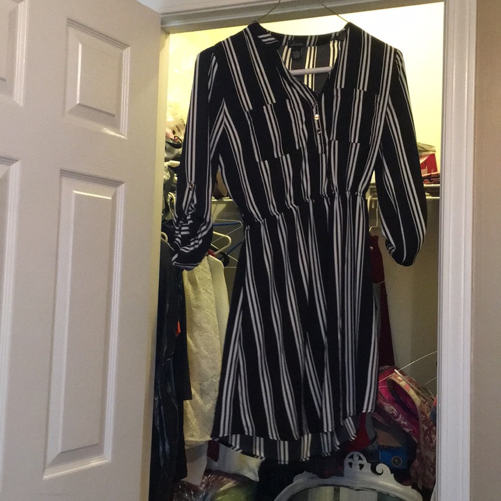 Black and white striped dress